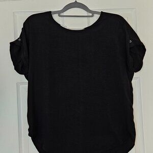 Maurices Black Roll-Tab Sleeve Tunic Top — Size Small